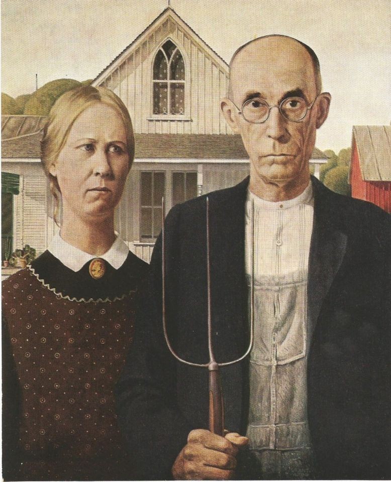 American Gothic by Grant Wood Painting 