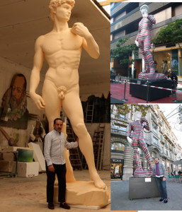 dEmo with his Davide Monumental sculpture in Missoni Store Madrid, 2011. 