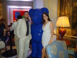 Kat & I at Palace Hotel, Madrid with one of dEmo's "Oso" Grande, 200cm, Blue. July 2011.