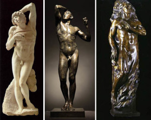 Michelangelo's Dying Slave Auguste Rodin L'Age d'erain and Frederick Hart's Adam