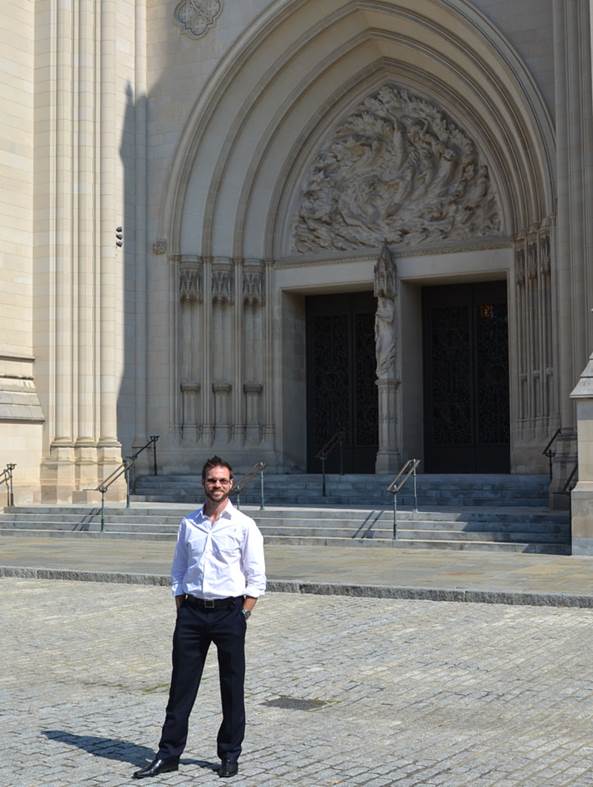 The author and "Ex Nihilo" at Washington National Cathedral, August 2013.