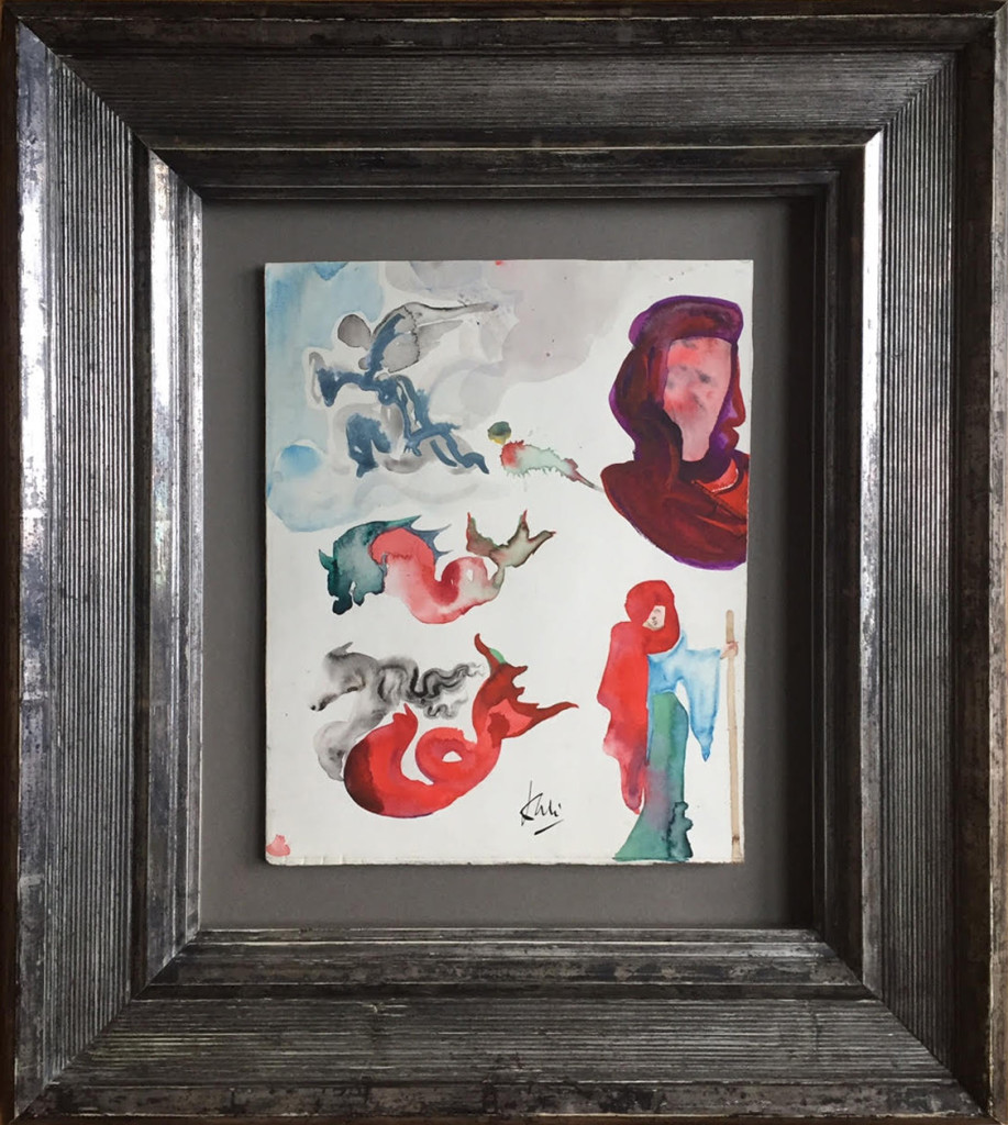 Salvador DALI- Angels and Various Figures painting framed