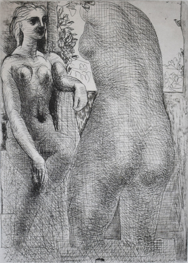 Pablo PICASSO- Model and Back of Large Sculpture etching on paper