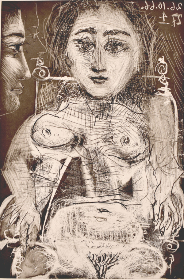Pablo PICASSO 1966 etching- Portrait of Jacqueline