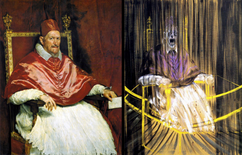 Velázquez "Portrait of Pope Innocent X" 1650 (Left) Francis Bacon "After Velázquez" 1953 (Right) 