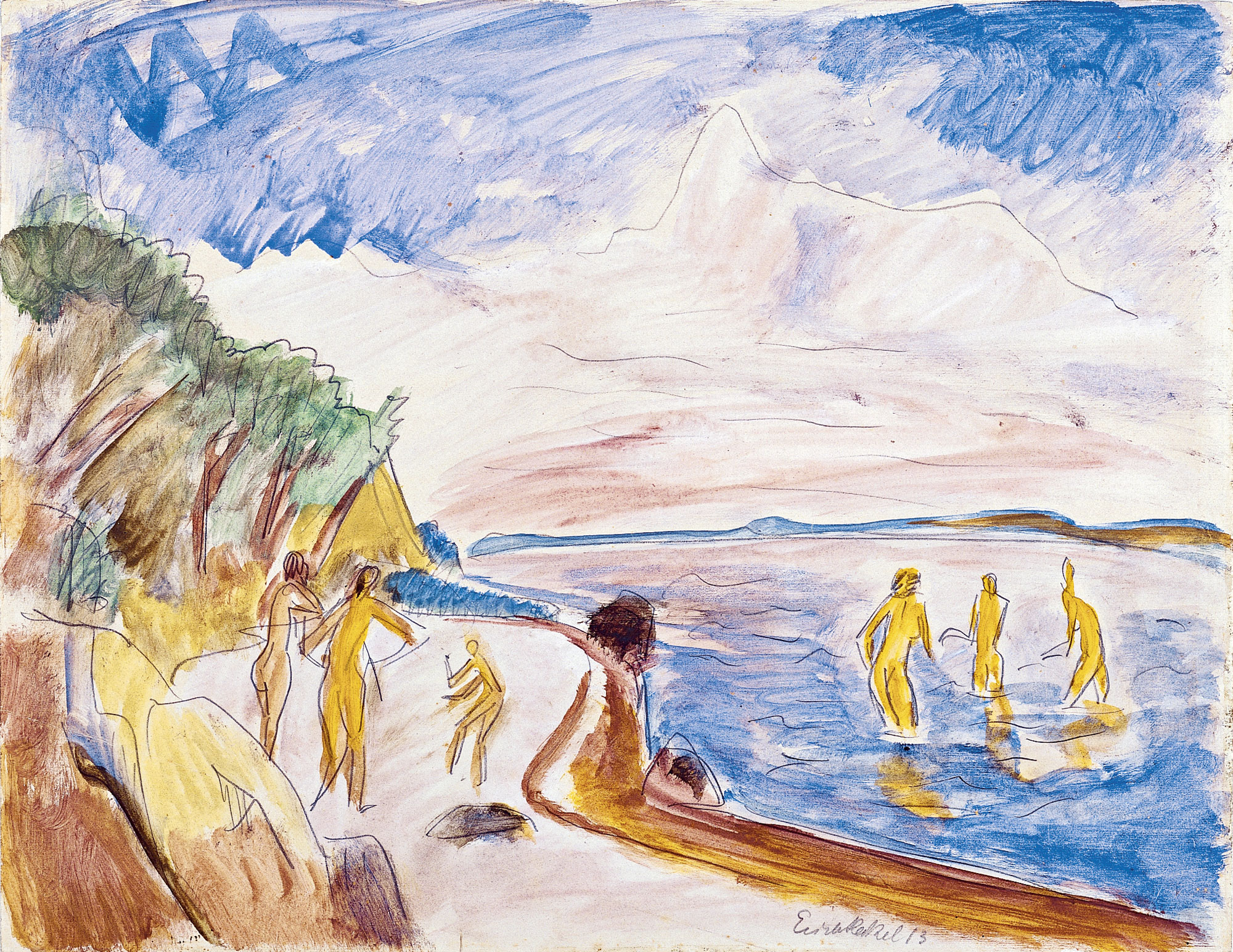 Bathers Heckel Painting Expressionism