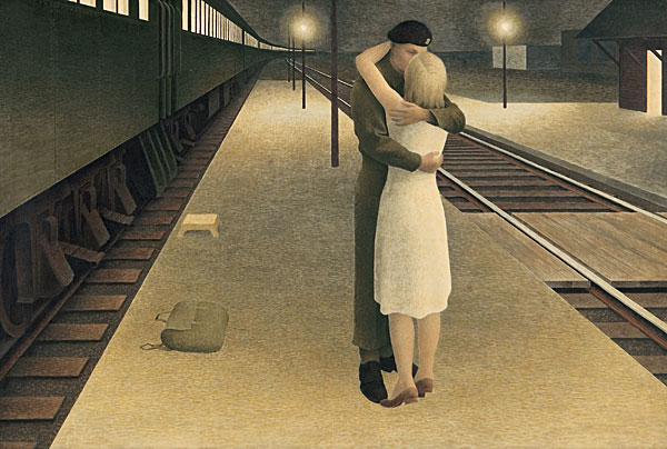 Soldier And Girl At Station Painting Colville