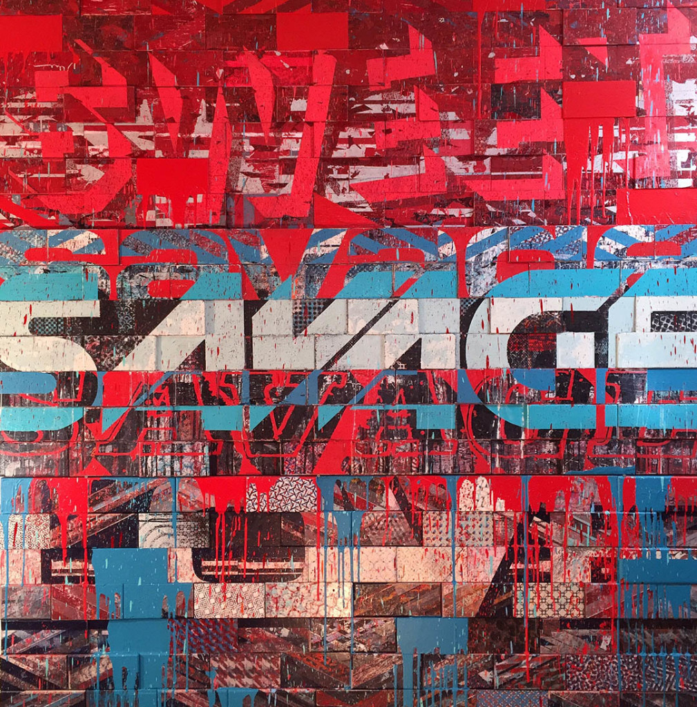 Bask (b. 1970) Sweat Savage Love. 80"x 84". Acrylic, latex, enamel on assembled panels. PRICE: $16,000 For Purchasing information, please contact info@robinrile.com PH: (813) 340-9629 
