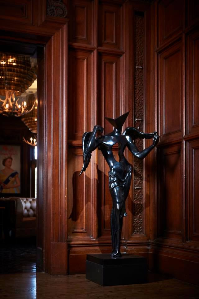 Salvador Dali's Surrealist Angel bronze sculpture at Toronto's Casa Loma Castle