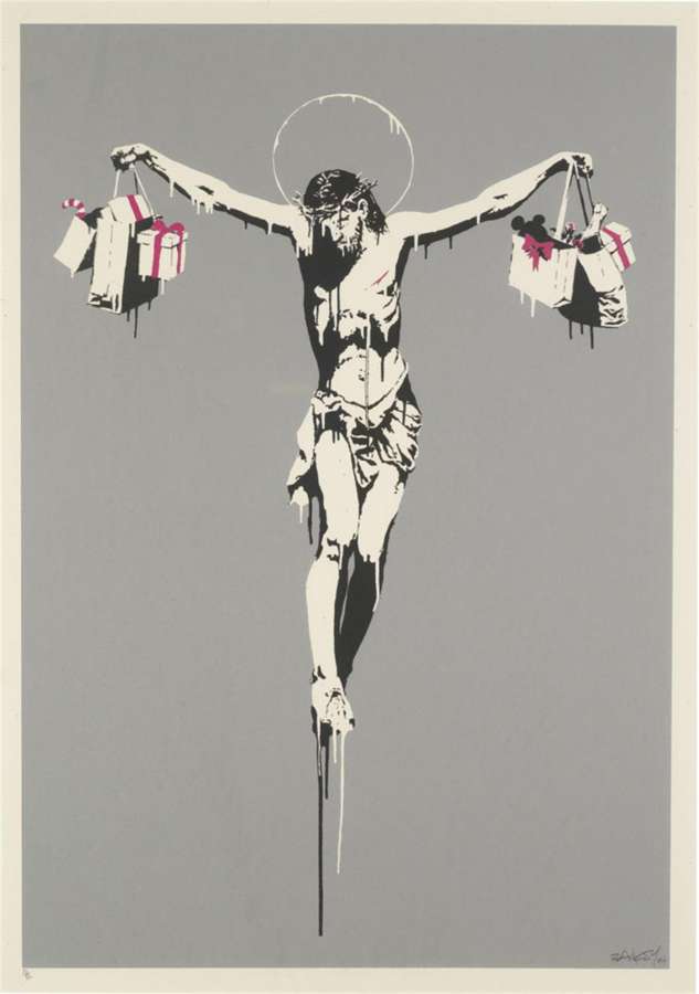 Banksy Christ with Shopping Bags print for sale