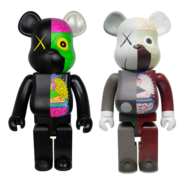 KAWS Bearbrick Companion PAIR 1000% Black and Brown available from RRFA