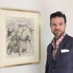 Fernando Botero drawing in gallery with Reed Horth, representing his iconic 'Boterismo' style