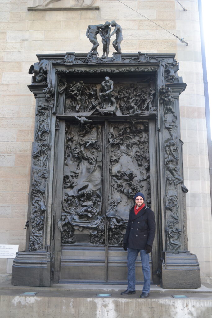 Full view of Auguste Rodin's "Le Porte L'Enfer" (The Gates of Hell), monumental bronze sculpture with Reed V. Horth, from the Kunsthaus Zurich