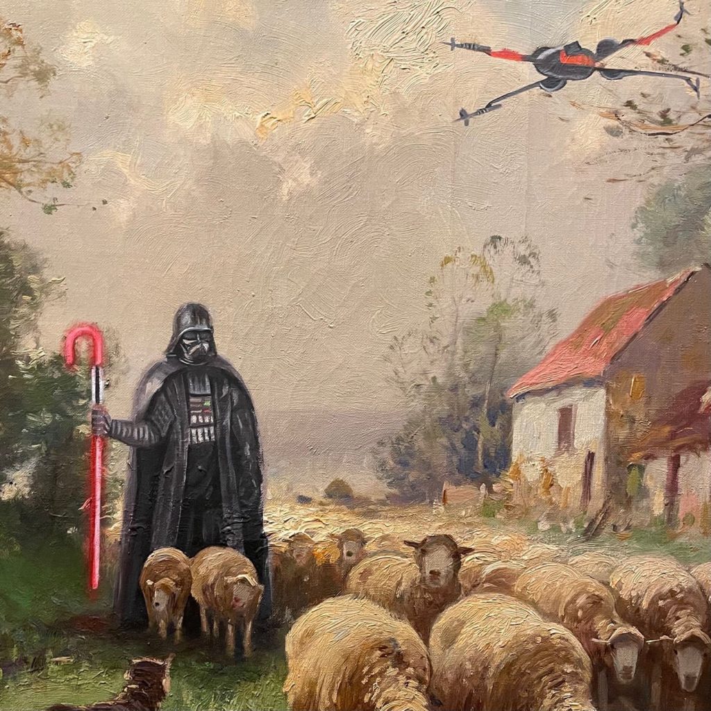 Darth Vader as a shepherd painted by Mr. Brainwash