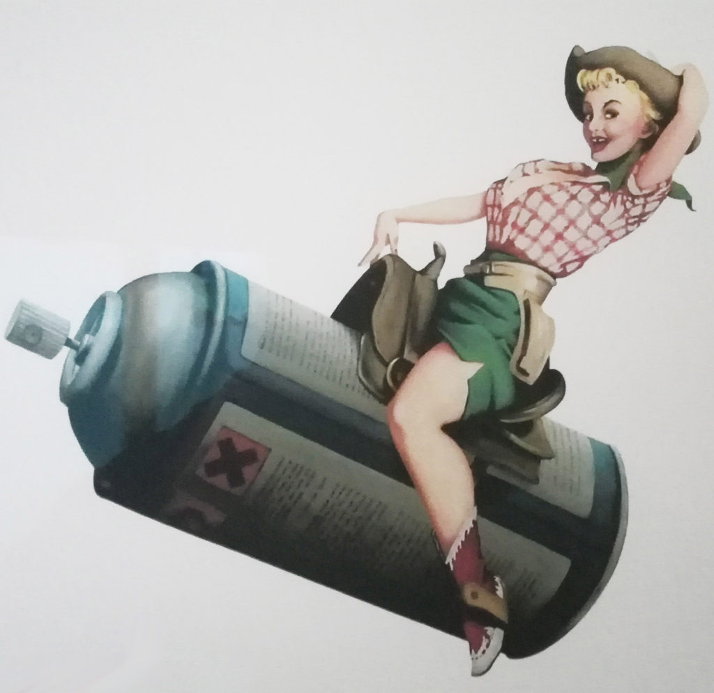 Banksy's "Rodeo Girl" signed lithograph, given as a gift for people who helps with the 2006 Cans Festival.
