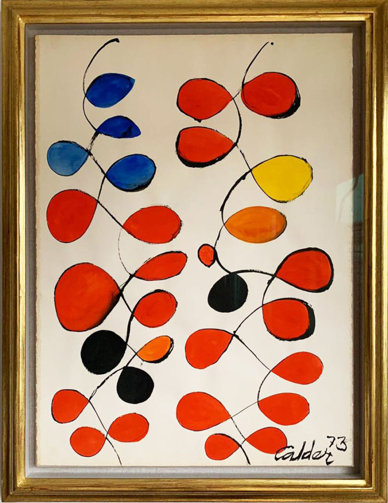 Alexander Calder's "Touch of Blue" original gouache painting available from RRFA