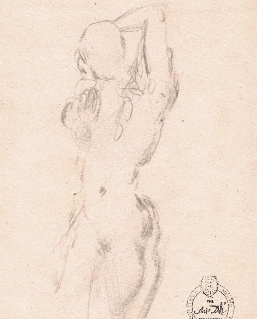 Salvador Dali Study for a feminine nude drawing from 1963.