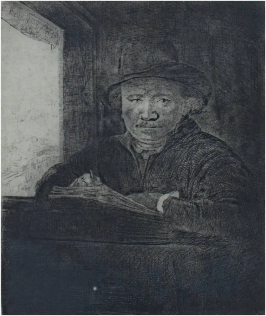 Rembrandt's Self Portrait etching from 1654 sold from RRFA in 2008