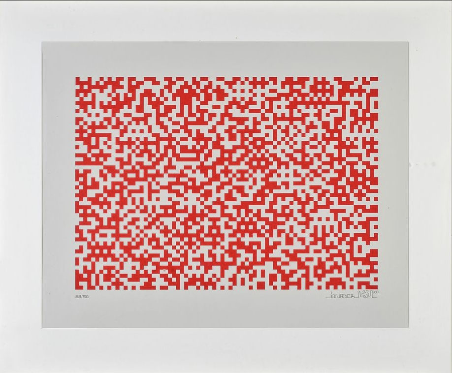 INVADER framed print "Binary Code" (RED) available from RRFA