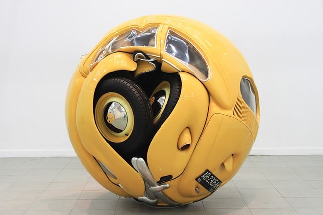 Ichwan Noor's Compressed VW Beetle sculptures defy description.