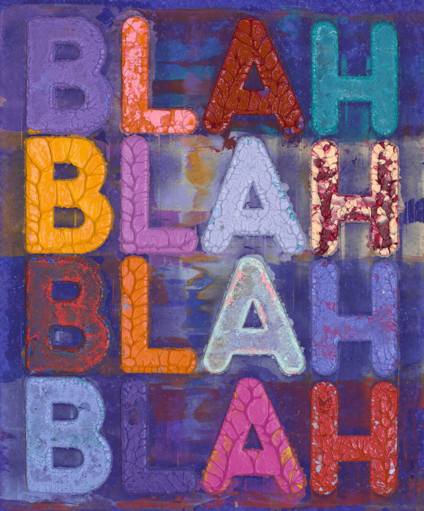 Mel Bochner's "Blah Blah Blah" unique monoprint available from RRFA