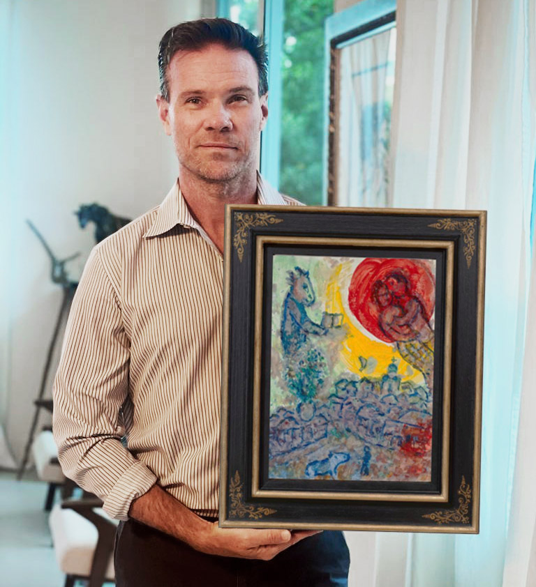 Marc Chagall's original painting "Bouc Lisant" with Reed Horth, sold by RRFA