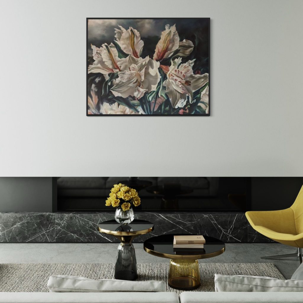 Keith Miller's Floral oil painting "Orchid Tree Blossoms" (2023) available from RRFA