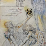 Salvador Dali painting of Hamlet contemplating the Skull of Yorick (1967)