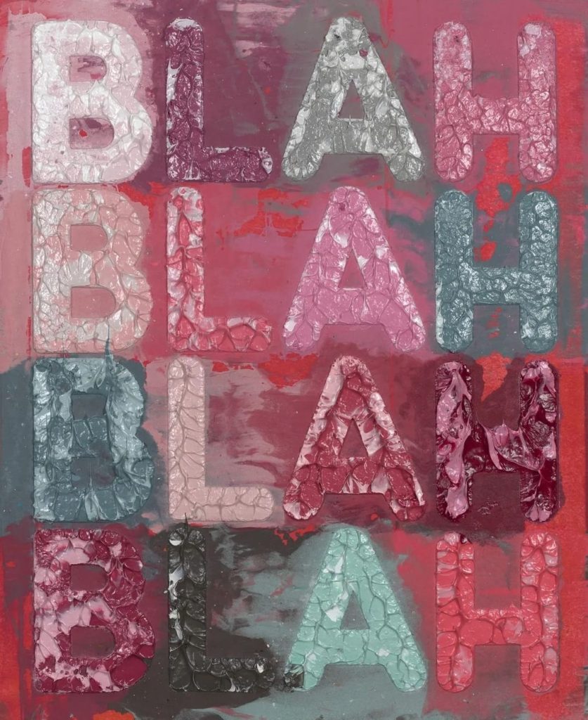 Mel Bochner's "Blah Blah Blah" monoprint available from Robin Rile Fine Art