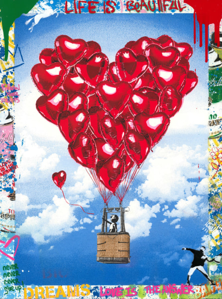 Mr. BRAINWASH's mixed media painting Love Above All P114661 now available from RRFA