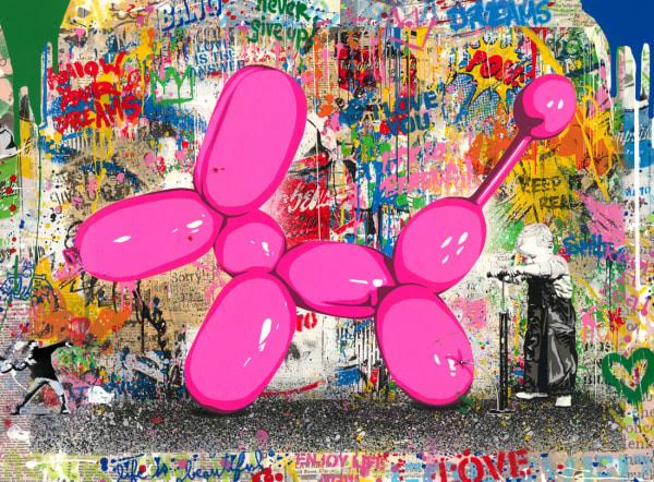 Mr. BRAINWASH- Puppy Love- original mixed media painting available from RRFA