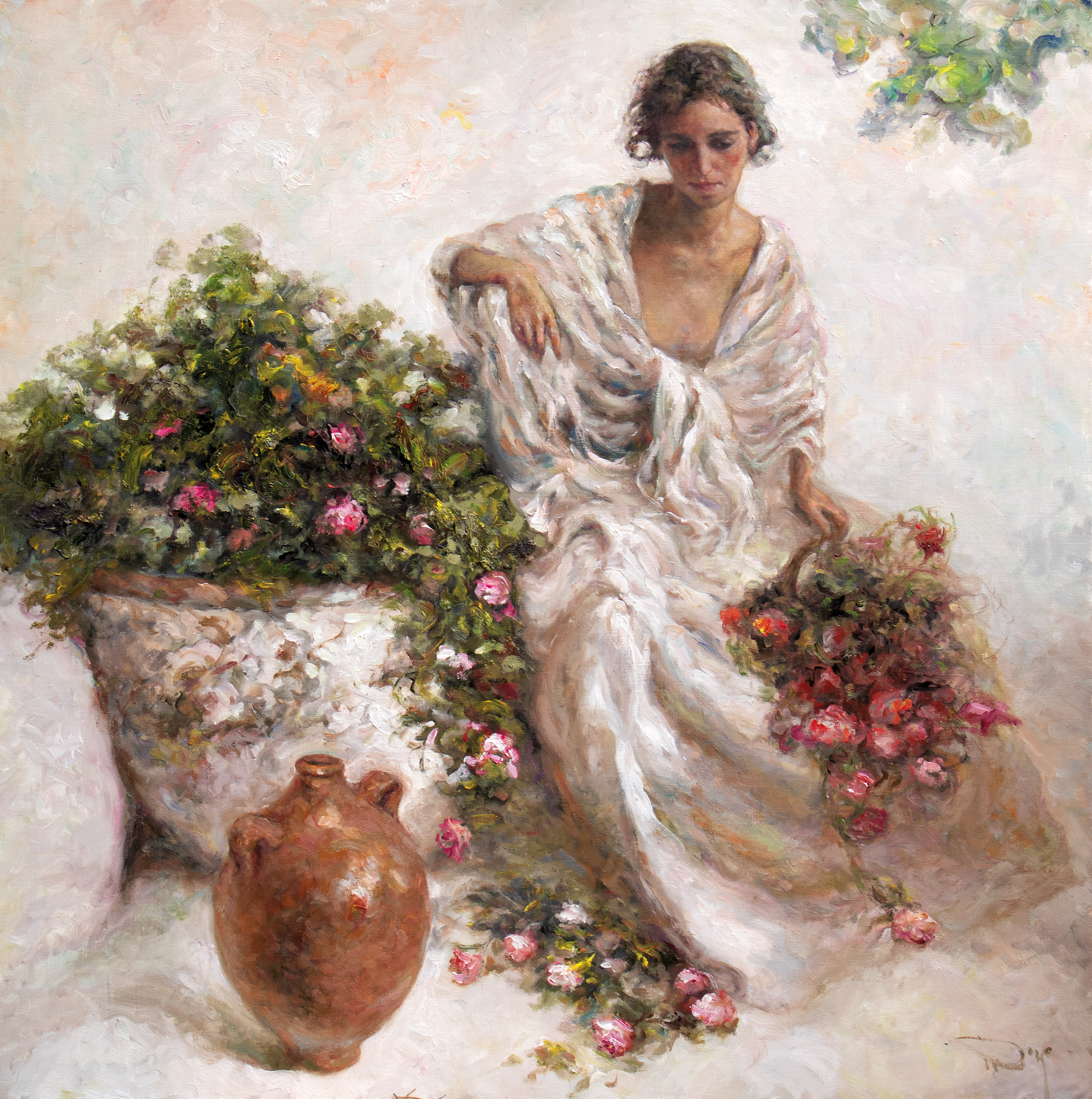 Jose ROYO Reveries oil on canvas painting 100X100 cm now available from RRFA