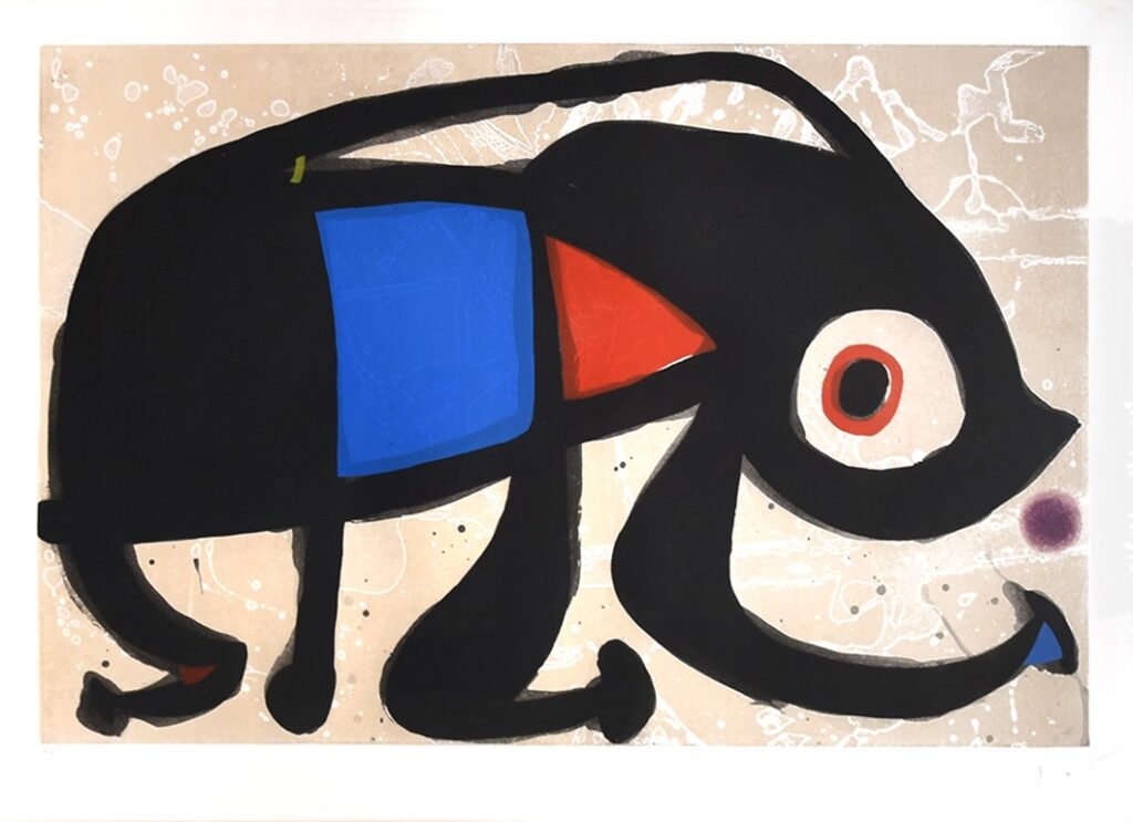 Joan MIRO- Le Rat des Sables (1975) Color Etching, Aquatint with Carborundum on Arches paper available from RRFA