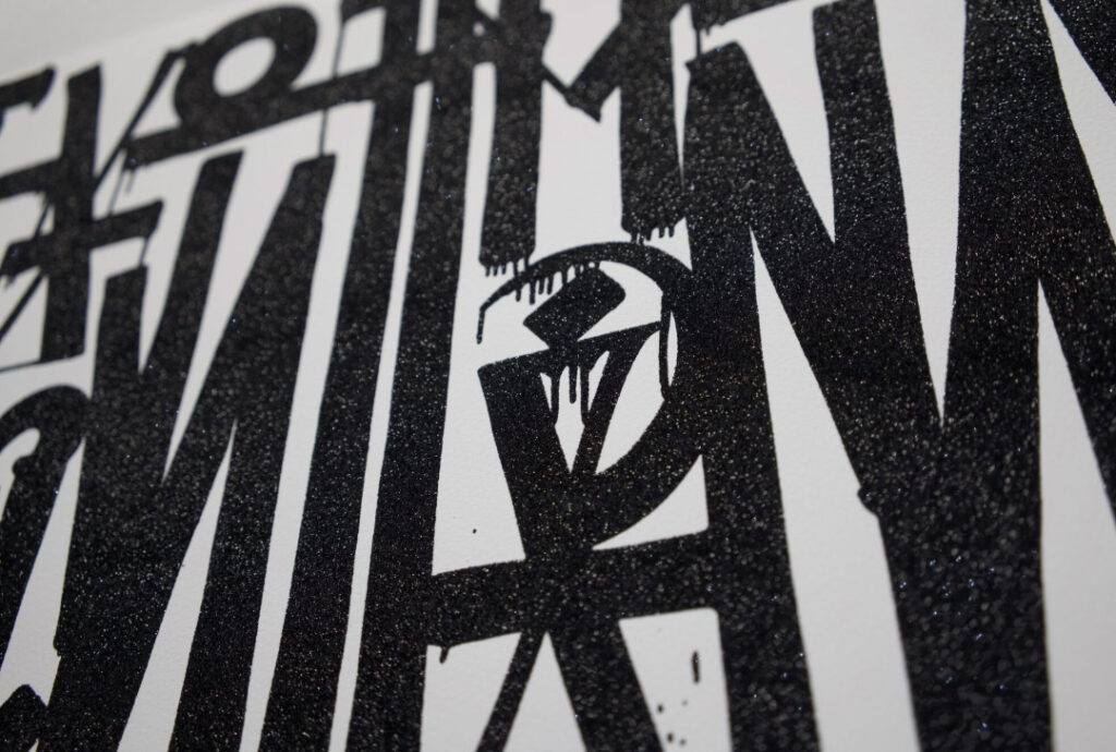 RETNA- Even The Heart Black on Black and White Pair WALL MOCK