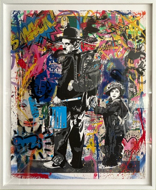 Mr. BRAINWASH Just Kidding mixed media painting framed