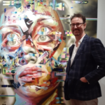 JUSTIN BOWER original painting Fidelity (2017) with the ARTIST in 2019